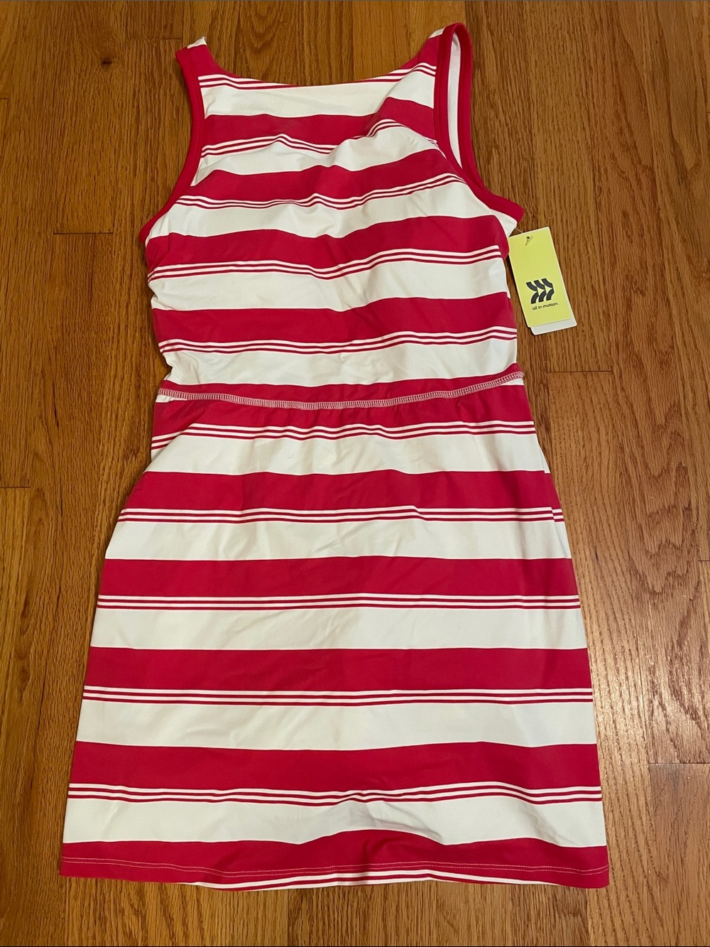 all in motion Red and White Striped High Neck Tank Active Dress